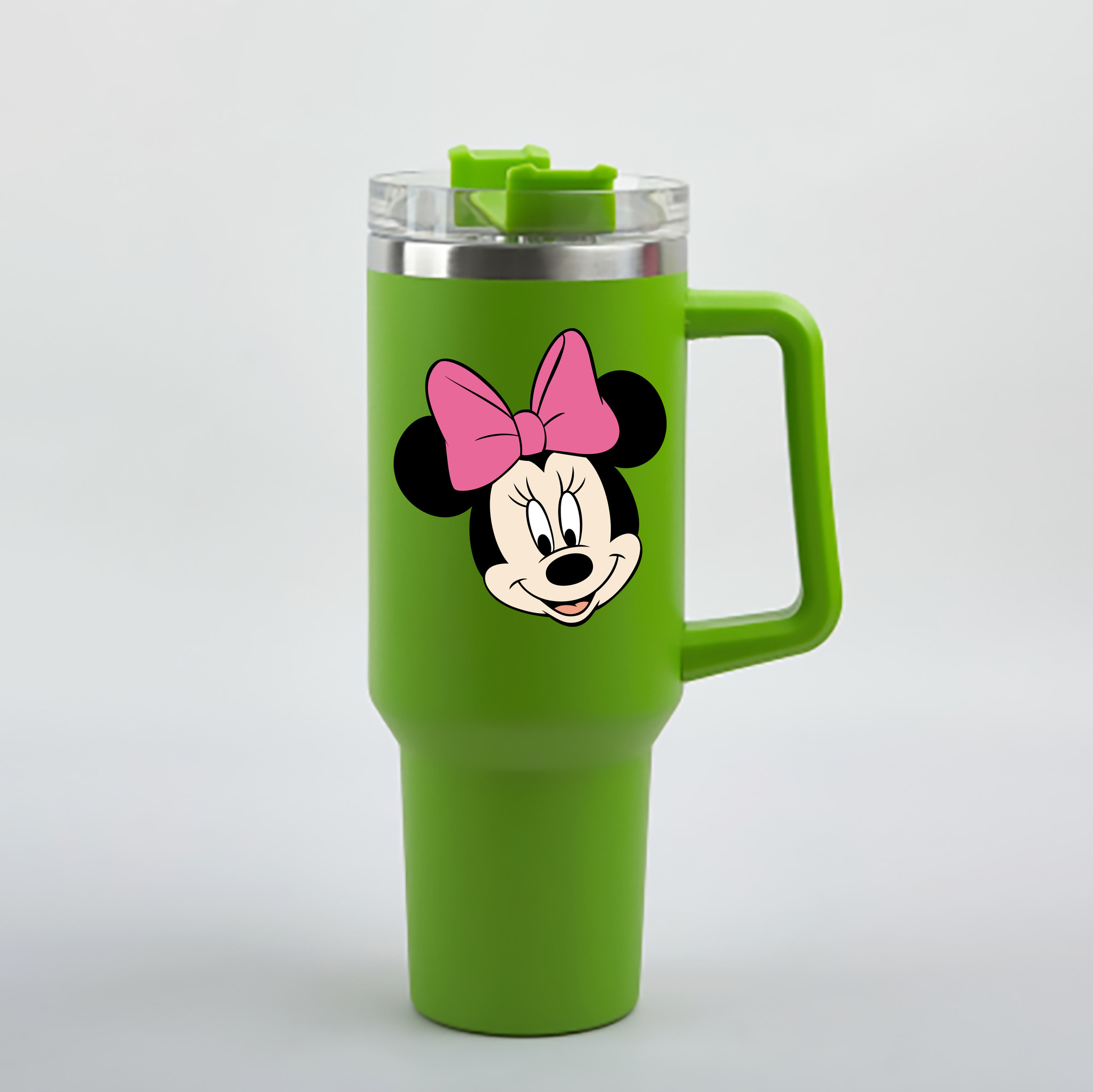（画像用） ミッキーマウス Mickey Mouse 1200mL車用タンブラー - クリスタルステッカー（プラスチックストロー付き）